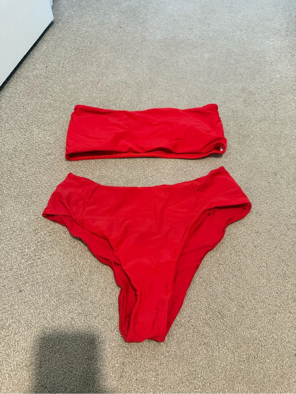 SHEIN Red Strapless Bandeau Bikini Set